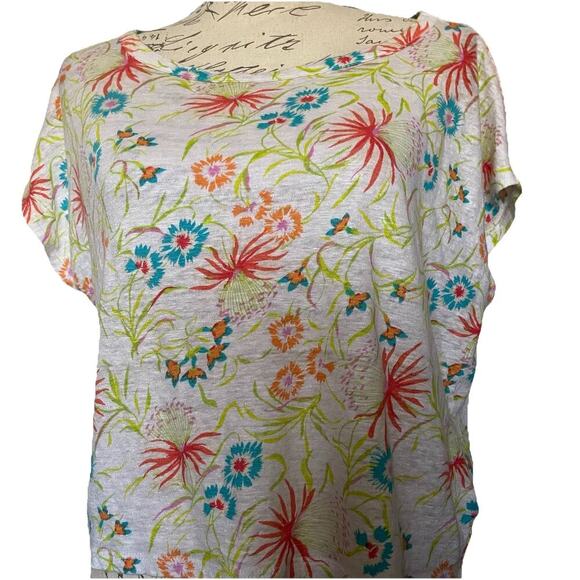 Joie Linen Floral Top Cap Sleeve Lightweight Boho Multicolor Size Large - Picture 5 of 5